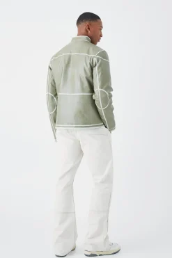 boohooMAN Regular Washed Seam Detail Pu Biker | UK| Coats & Jackets