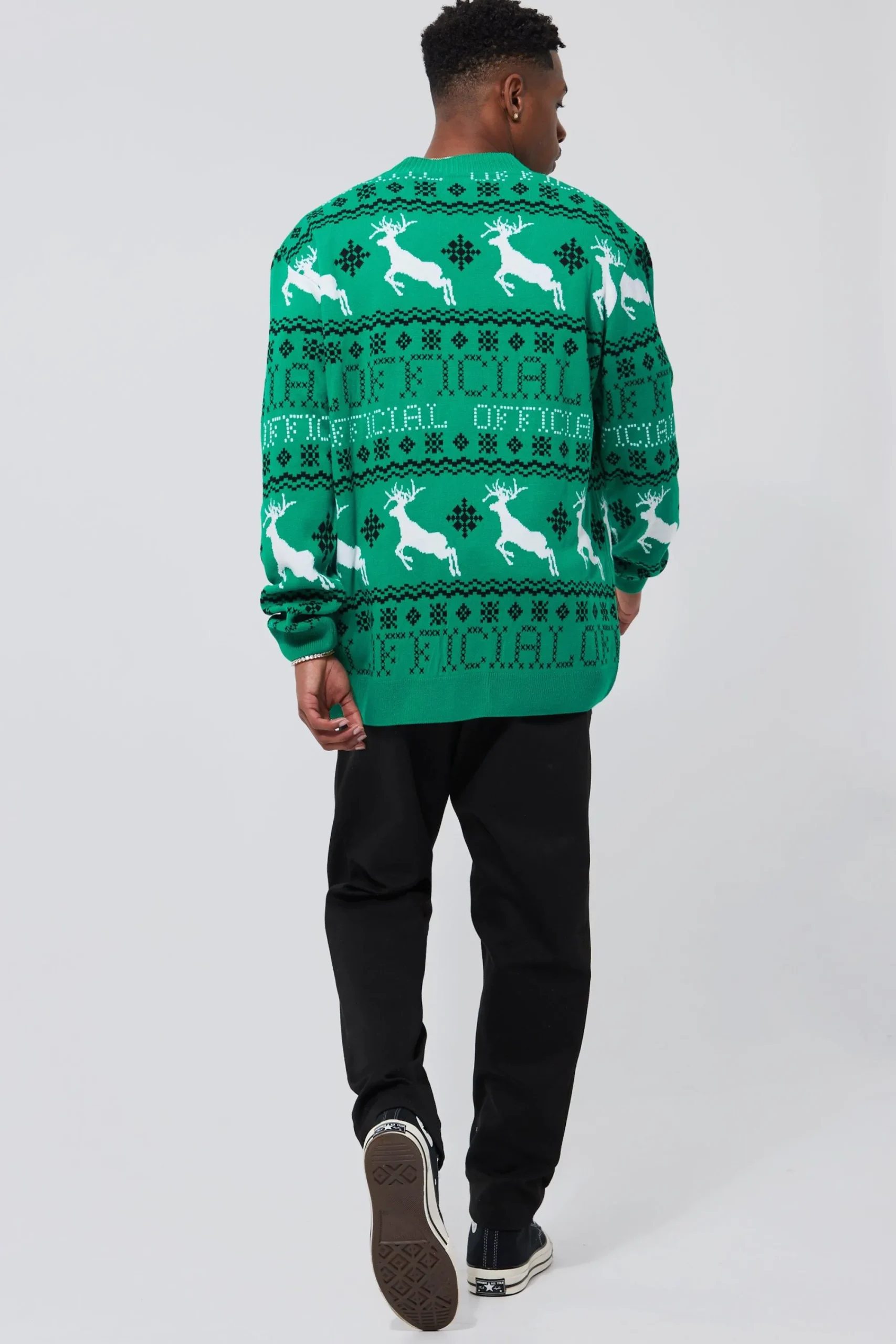 boohooMAN Reindeer Fairisle Christmas Cardigan | UK| Knitwear