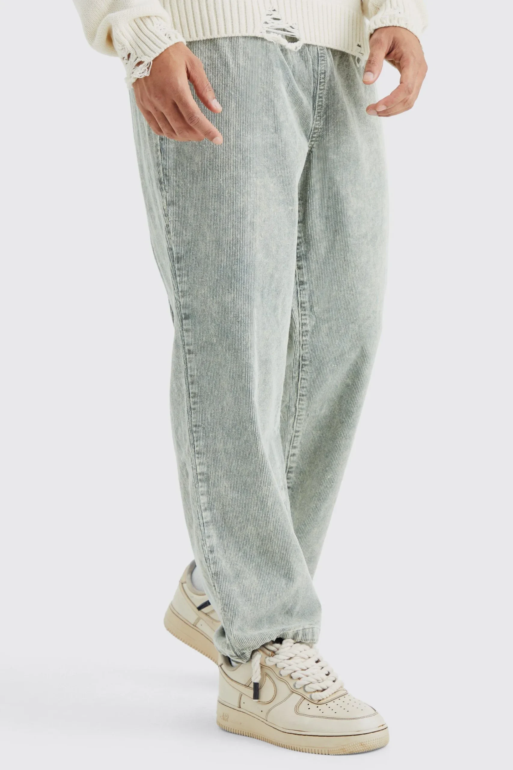 boohooMAN Relaxed Acid Wash Cord Trouser | UK| Trousers