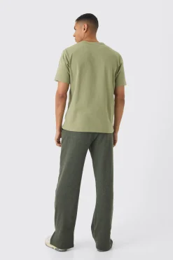 boohooMAN Relaxed Brushed Ottoman Rib Split Hem Jogger | UK| Joggers