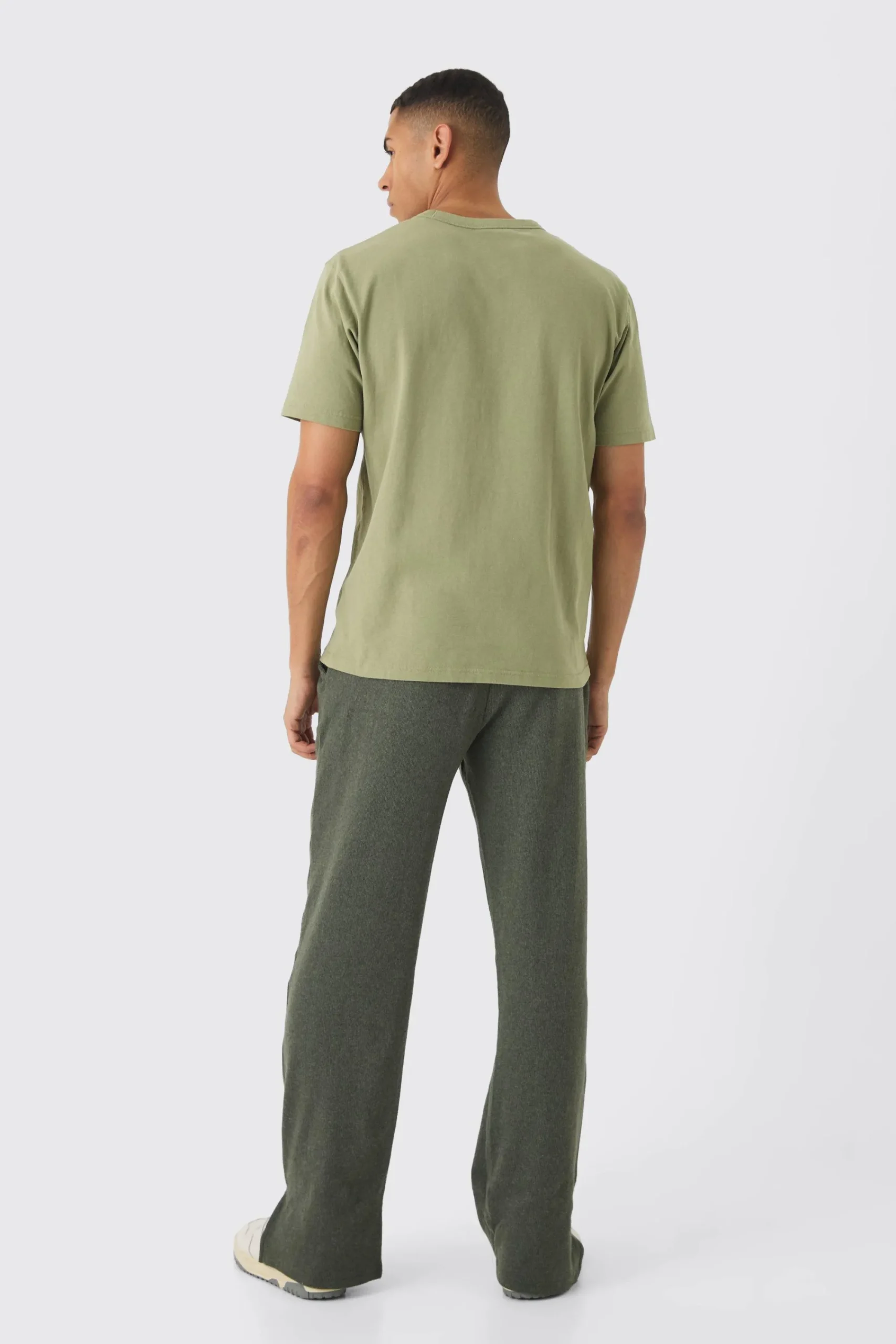 boohooMAN Relaxed Brushed Ottoman Rib Split Hem Jogger | UK| Joggers