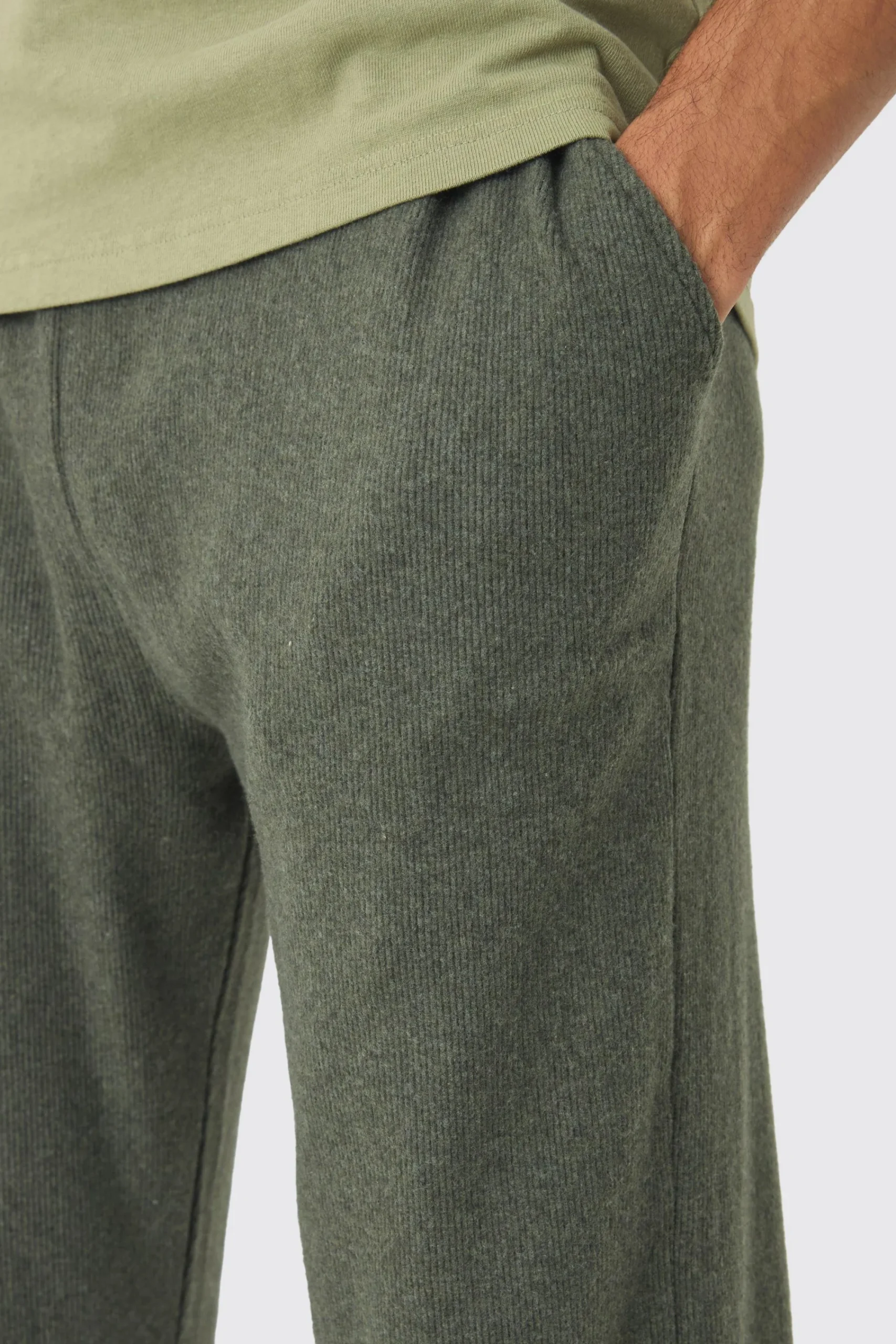 boohooMAN Relaxed Brushed Ottoman Rib Split Hem Jogger | UK| Joggers