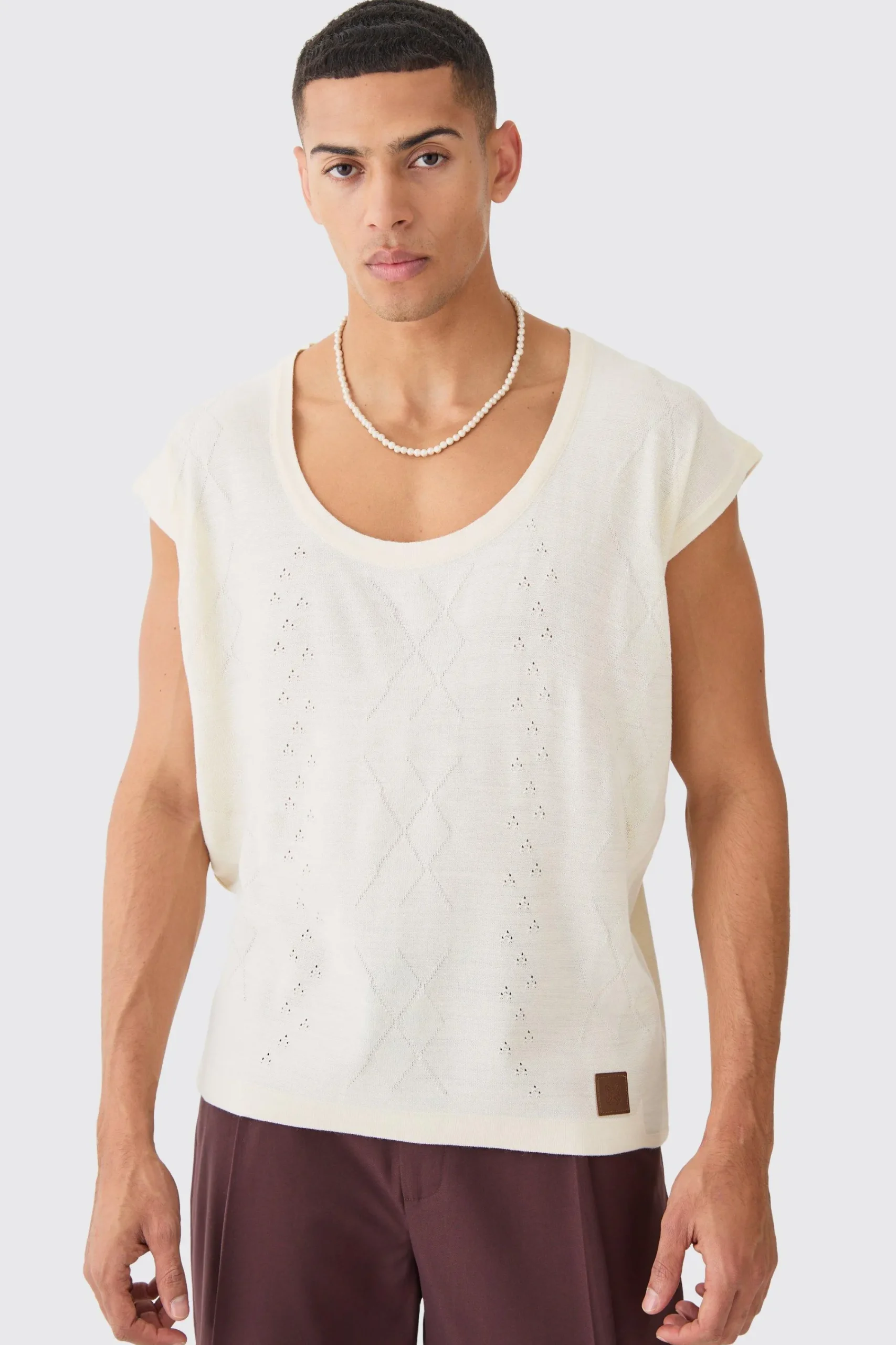 boohooMAN Relaxed Cable Knitted Vest | UK| Knitwear