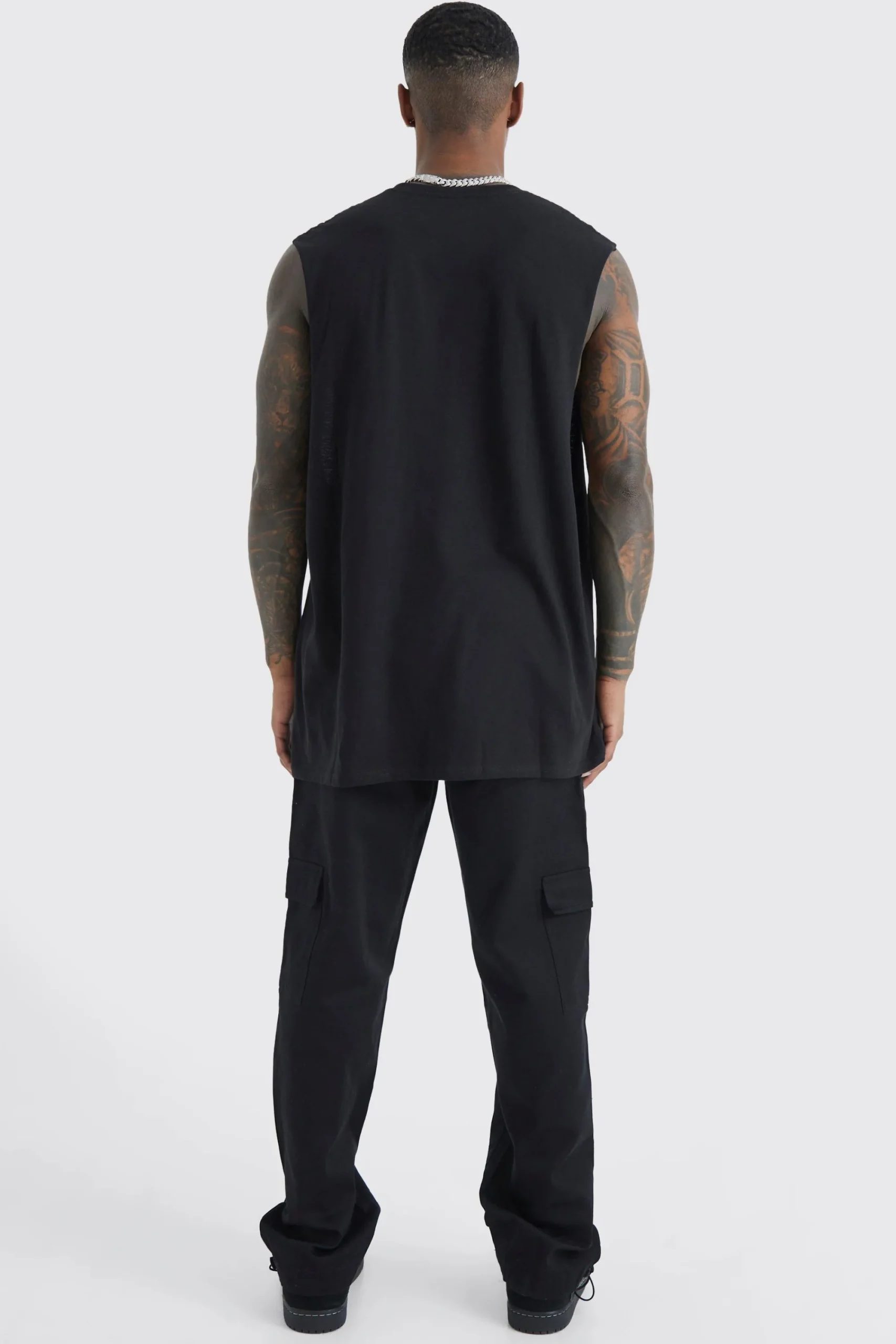 boohooMAN Relaxed Cargo Spliced Text Print Trouser | UK| Trousers|Cargos