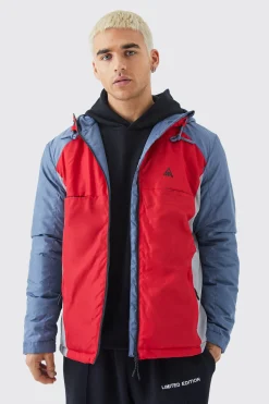 boohooMAN Relaxed Colour Block Padded Riptstop Jacket | UK| Coats & Jackets