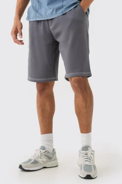 boohooMAN Relaxed Contrast Stitch Long Length Shorts | UK| Shorts