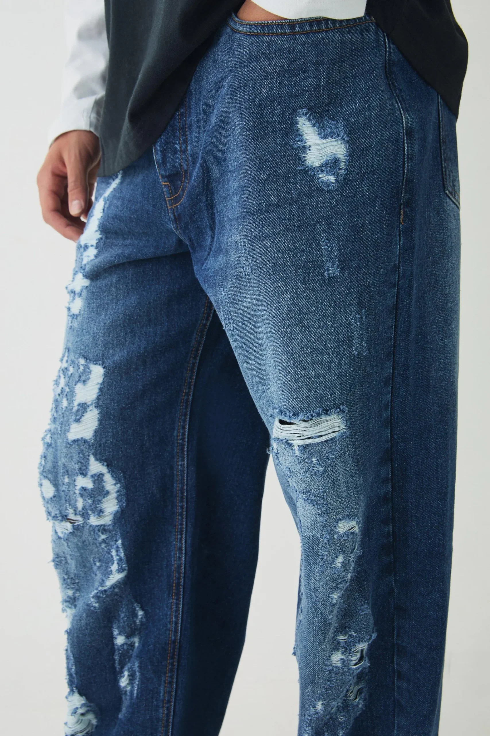 boohooMAN Relaxed Distressed Nibbled Jeans | UK| Trousers|Jeans