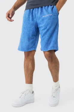 boohooMAN Relaxed Fit Acid Washed Long Length Shorts | UK| Shorts