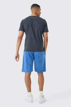 boohooMAN Relaxed Fit Acid Washed Long Length Shorts | UK| Shorts