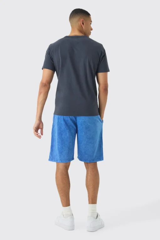 boohooMAN Relaxed Fit Acid Washed Long Length Shorts | UK| Shorts