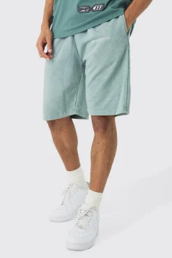 boohooMAN Relaxed Fit Acid Washed Long Length Shorts | UK| Shorts