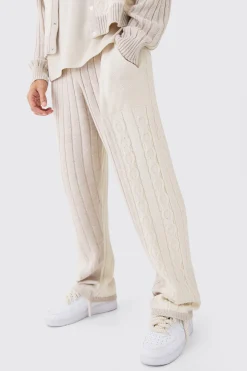 boohooMAN Relaxed Fit Cable Knitted Joggers | UK| Joggers|Knitwear