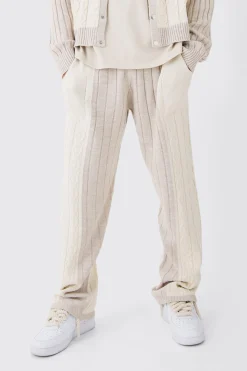 boohooMAN Relaxed Fit Cable Knitted Joggers | UK| Joggers|Knitwear