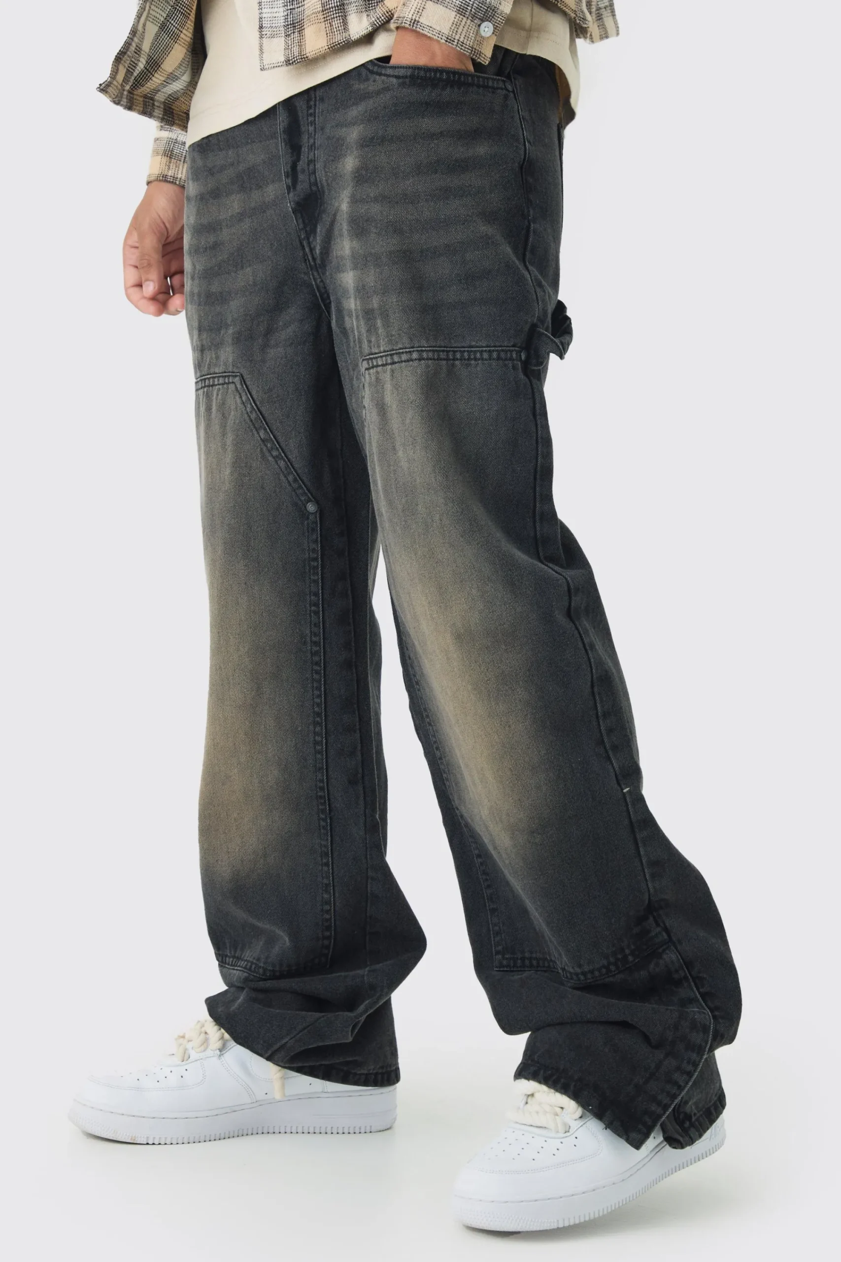 boohooMAN Relaxed Fit Carpenter Jeans With Split Hem | UK| Jeans