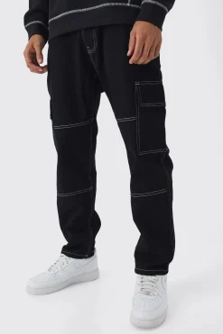 boohooMAN Relaxed Fit Contrast Stitch Cargo Jeans | UK| Trousers|Jeans