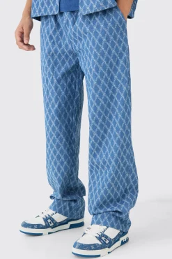 boohooMAN Relaxed Fit Elastic Waist Fabric Interest Jeans | UK| Jeans