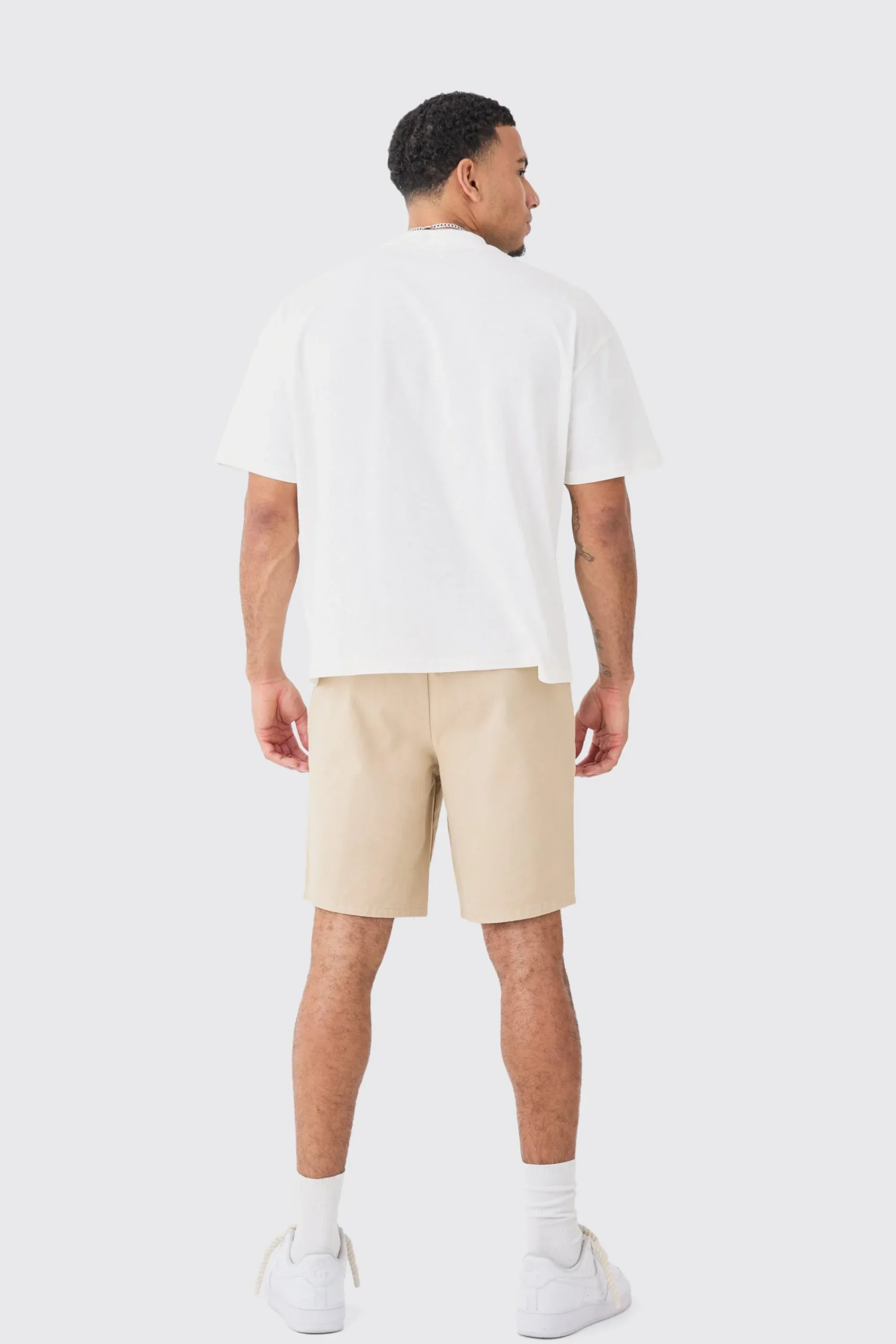 boohooMAN Relaxed Fit Elasticated Waist Chino Shorts In | UK| Shorts