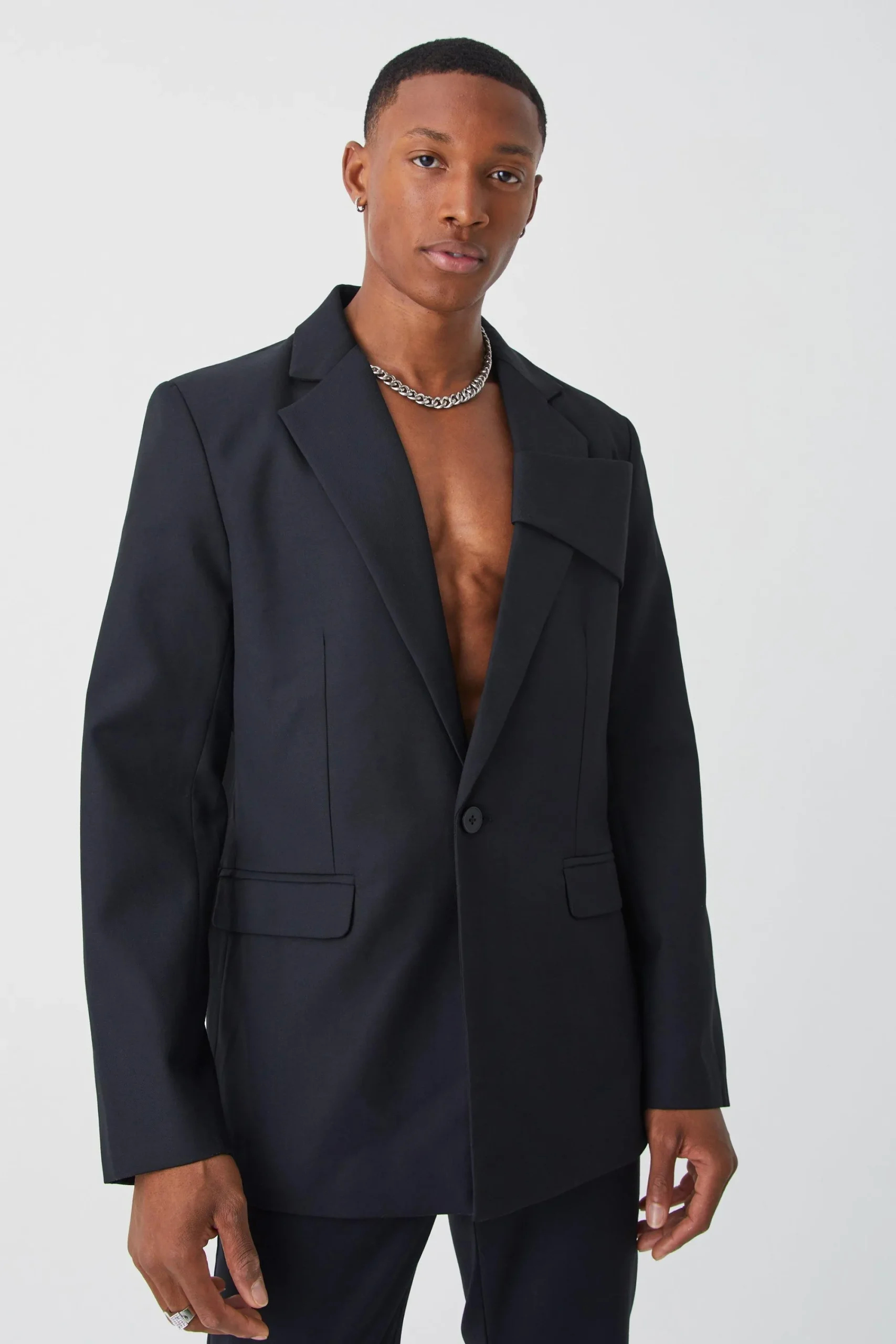 boohooMAN Relaxed Fit Front Panel Blazer | UK| Suits & Tailoring