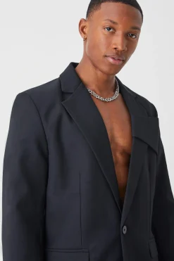 boohooMAN Relaxed Fit Front Panel Blazer | UK| Suits & Tailoring