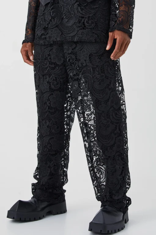 boohooMAN Relaxed Fit Lace Suit Trouser | UK| Suits & Tailoring