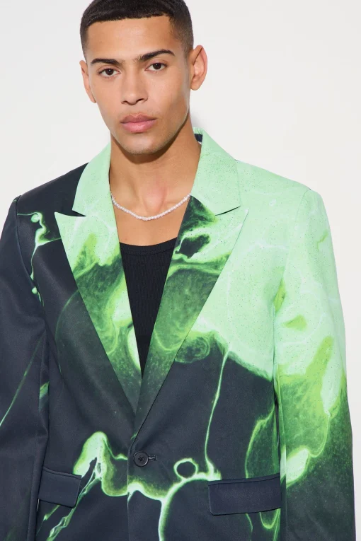 boohooMAN Relaxed Fit Marble Print Blazer | UK| Suits & Tailoring