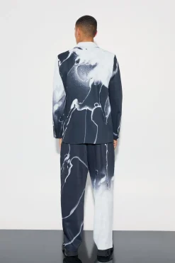 boohooMAN Relaxed Fit Marble Print Suit | UK| Suits & Tailoring