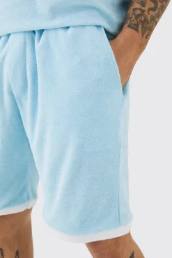 boohooMAN Relaxed Fit Mid Contrast Towelling Shorts | UK| Shorts