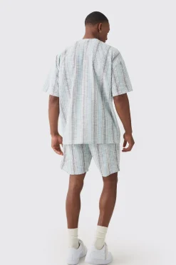 boohooMAN Relaxed Fit Mid Length Boucle Stripe Shorts | UK| Shorts