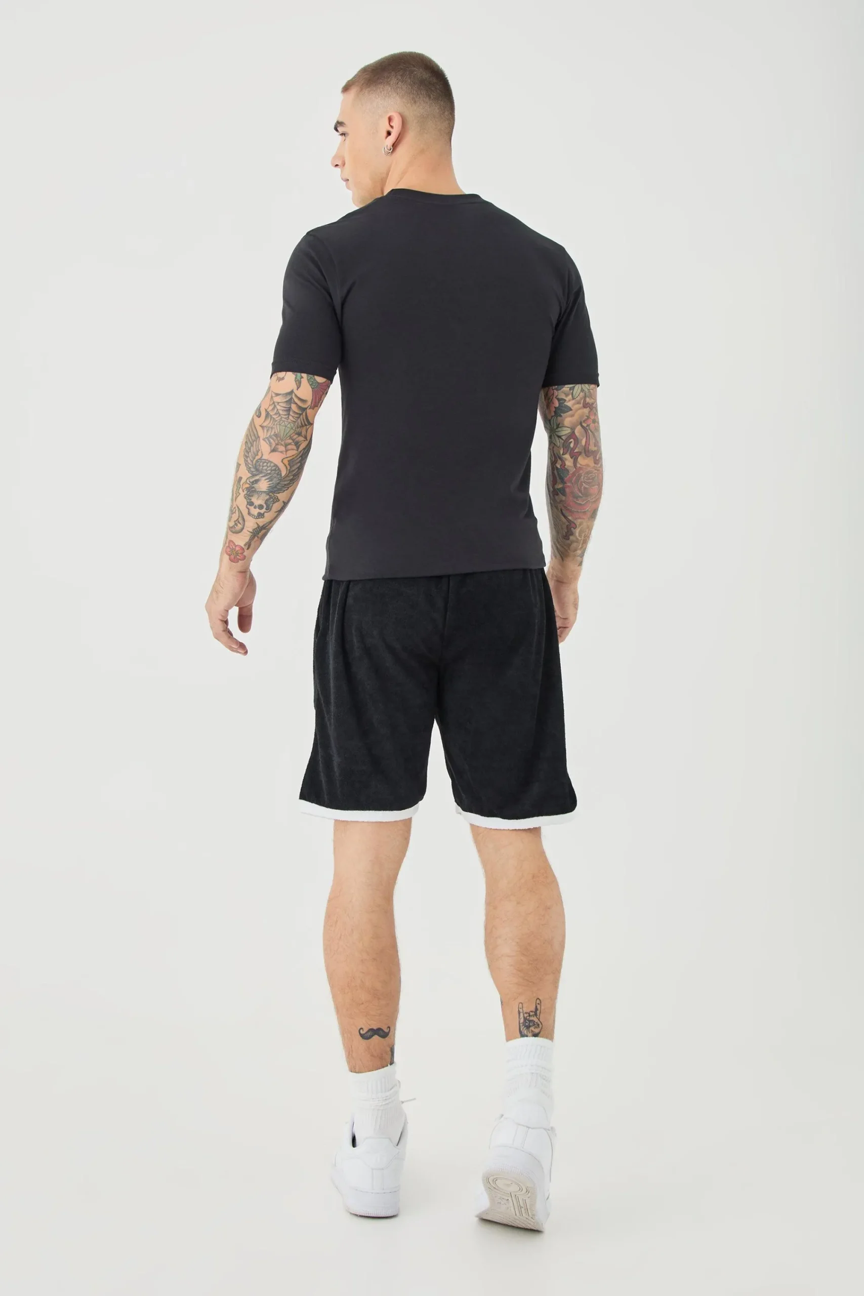 boohooMAN Relaxed Fit Mid Length Layered Towelling Shorts | UK| Shorts