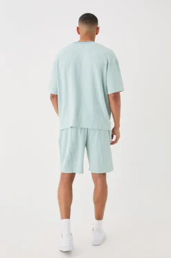 boohooMAN Relaxed Fit Mid Length Stripe Texture Shorts | UK| Shorts