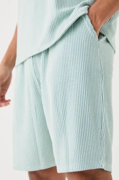 boohooMAN Relaxed Fit Mid Length Stripe Texture Shorts | UK| Shorts