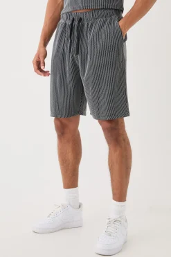 boohooMAN Relaxed Fit Mid Length Stripe Texture Shorts | UK| Shorts