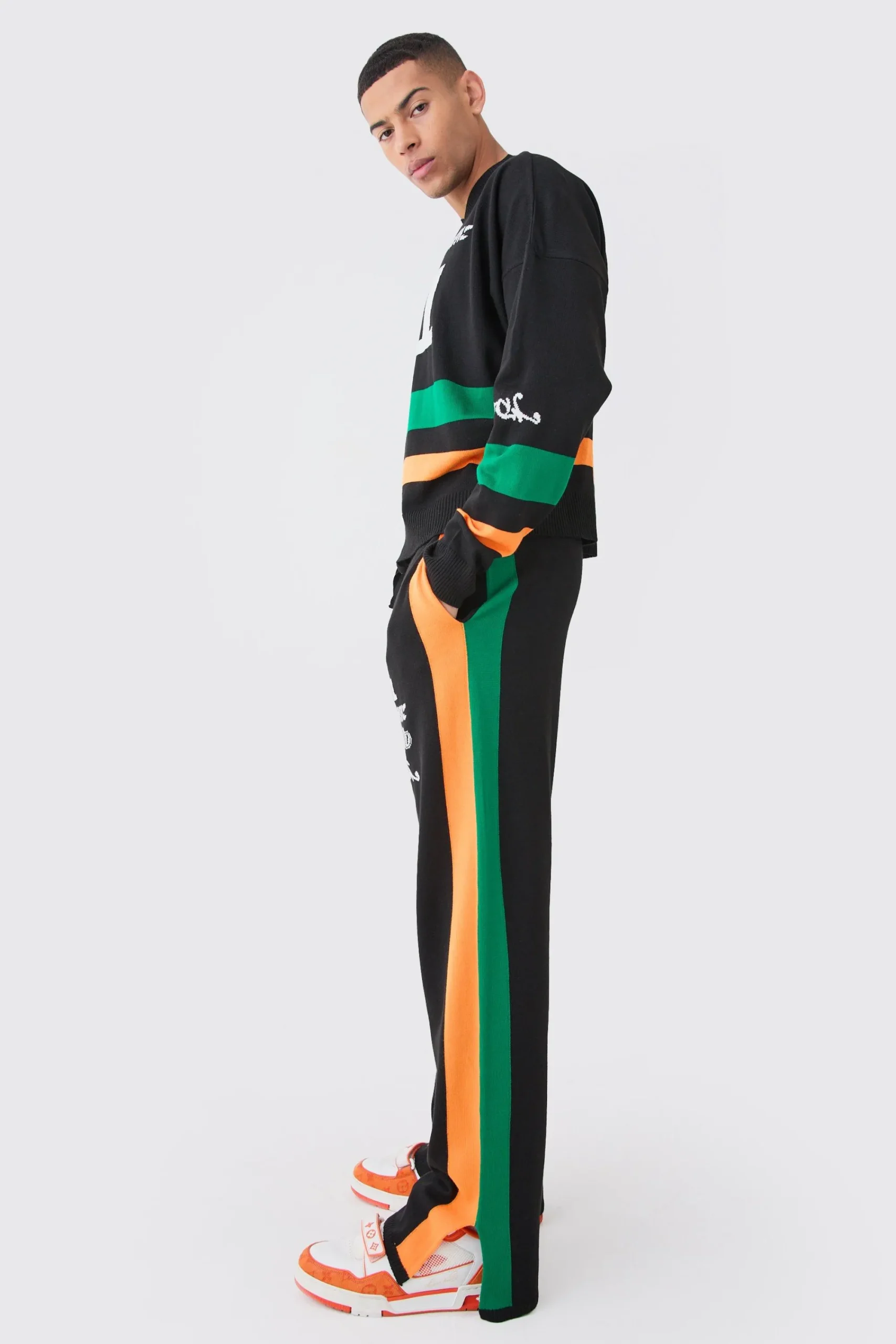 boohooMAN Relaxed Fit Moto Knitted Joggers | UK| Tracksuits