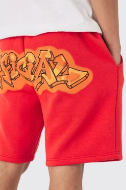 boohooMAN Relaxed Fit Official Graffiti Spray Short | UK| Shorts