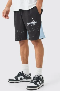 boohooMAN Relaxed Fit Paint Splatter Gusset Short | UK| Shorts