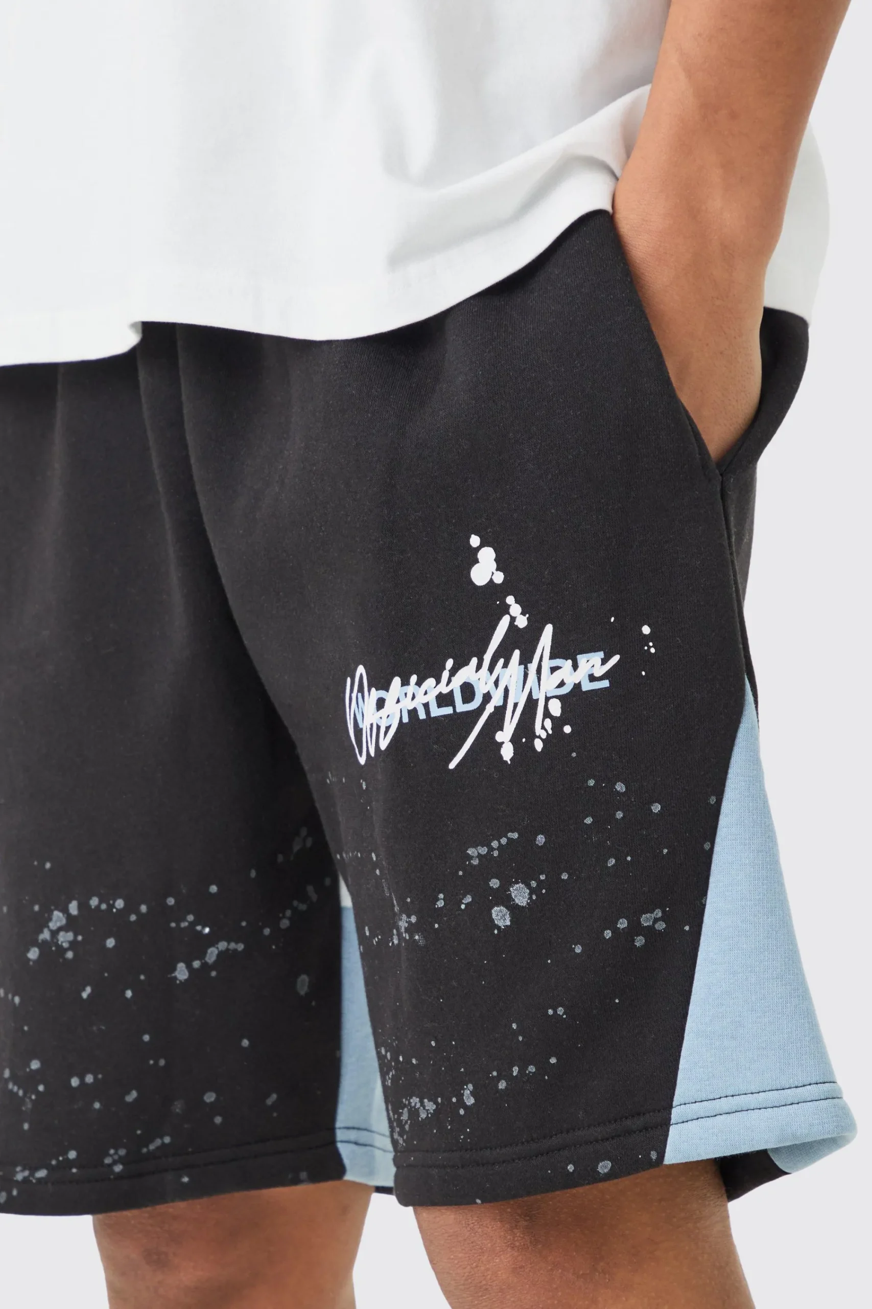 boohooMAN Relaxed Fit Paint Splatter Gusset Short | UK| Shorts