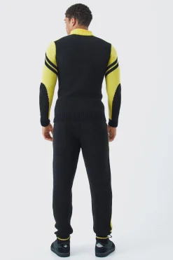 boohooMAN Relaxed Fit Pannel Knitted Jogger With Cuff | UK| Tracksuits
