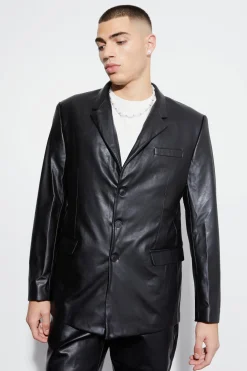 boohooMAN Relaxed Fit Pu Suit Jacket | UK| Suits & Tailoring