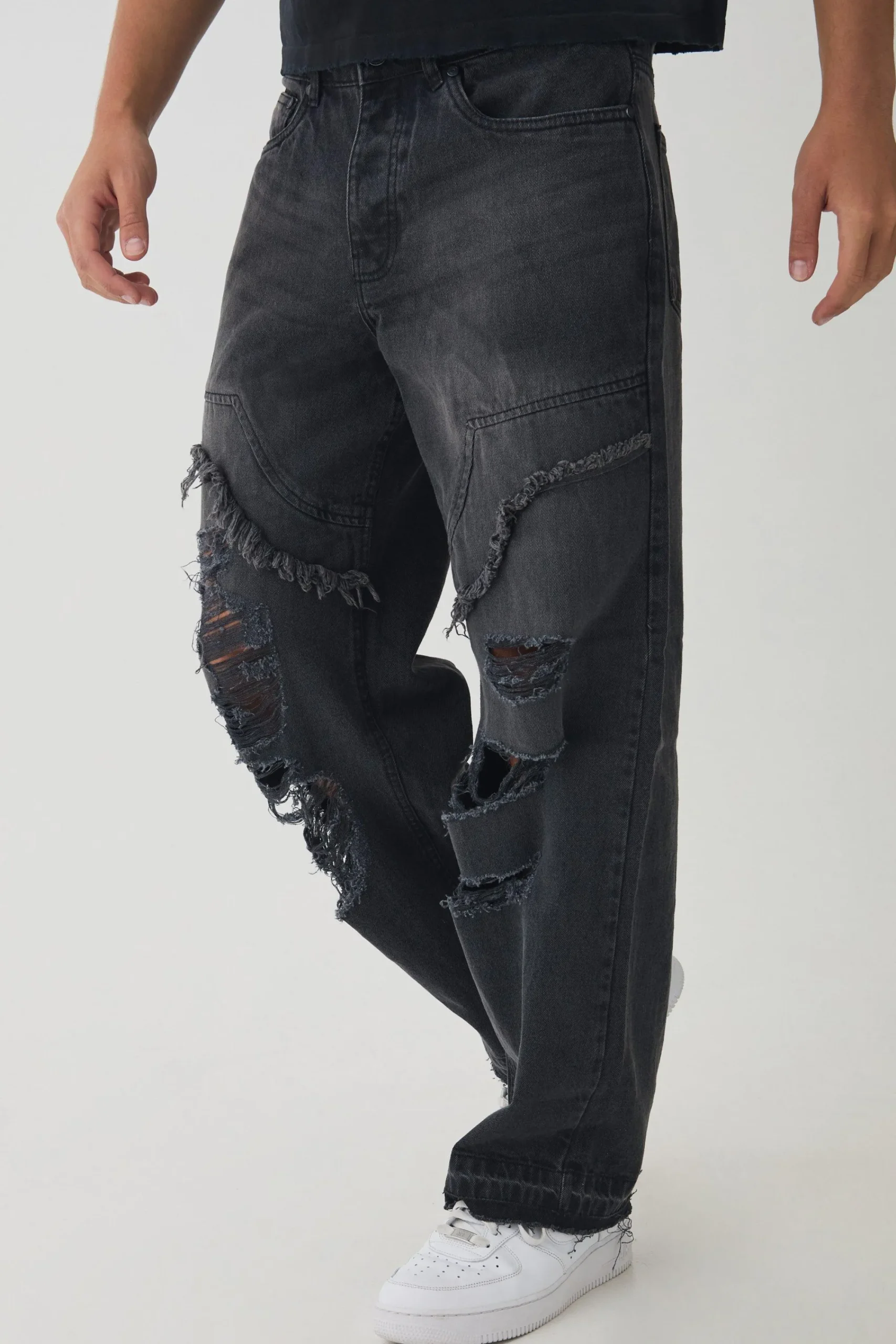 boohooMAN Relaxed Fit Ripped Distressed Carpenter Jeans | UK| Trousers|Jeans