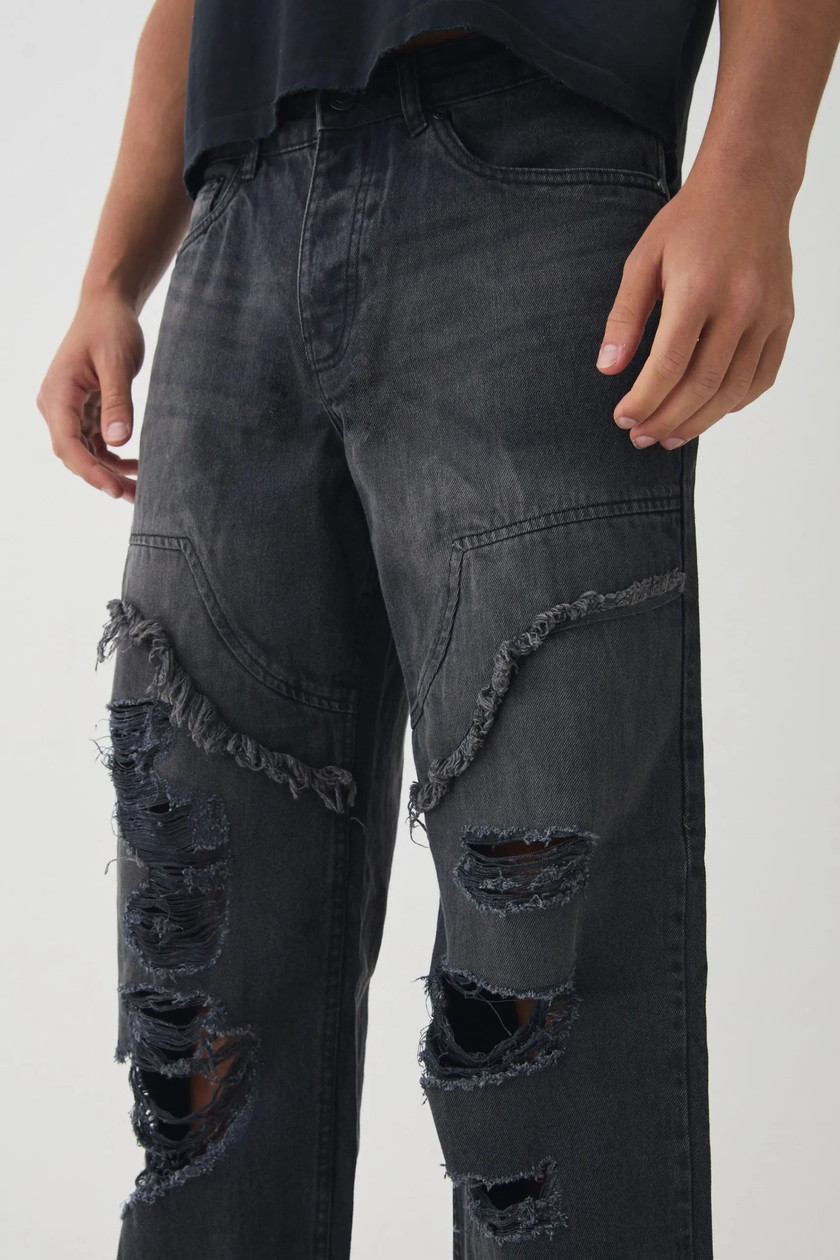 boohooMAN Relaxed Fit Ripped Distressed Carpenter Jeans | UK| Trousers|Jeans