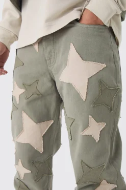 boohooMAN Relaxed Fit Star Patchwork Applique Jeans | UK| Trousers|Sets & Co-Ords