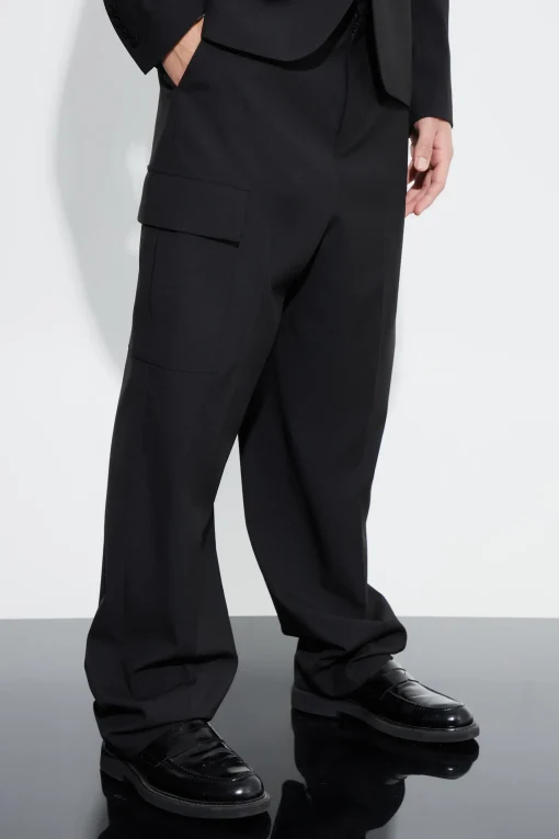 boohooMAN Relaxed Fit Tailored 3d Cargo Trouser | UK| Suits & Tailoring
