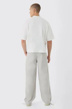 boohooMAN Relaxed Fit Textured Ripstop Trousers | UK| Trousers