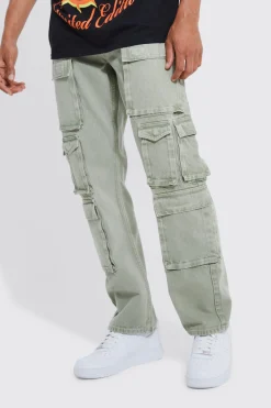 boohooMAN Relaxed Fit Washed Multi Pocket Cargo Jeans | UK| Trousers|Jeans