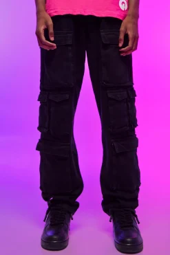 boohooMAN Relaxed Fit Washed Multi Pocket Cargo Jeans | UK| Trousers|Jeans
