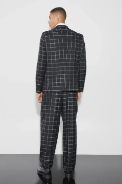boohooMAN Relaxed Fit Windowpane Check Blazer | UK| Suits & Tailoring