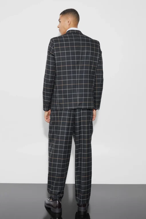 boohooMAN Relaxed Fit Windowpane Check Blazer | UK| Suits & Tailoring