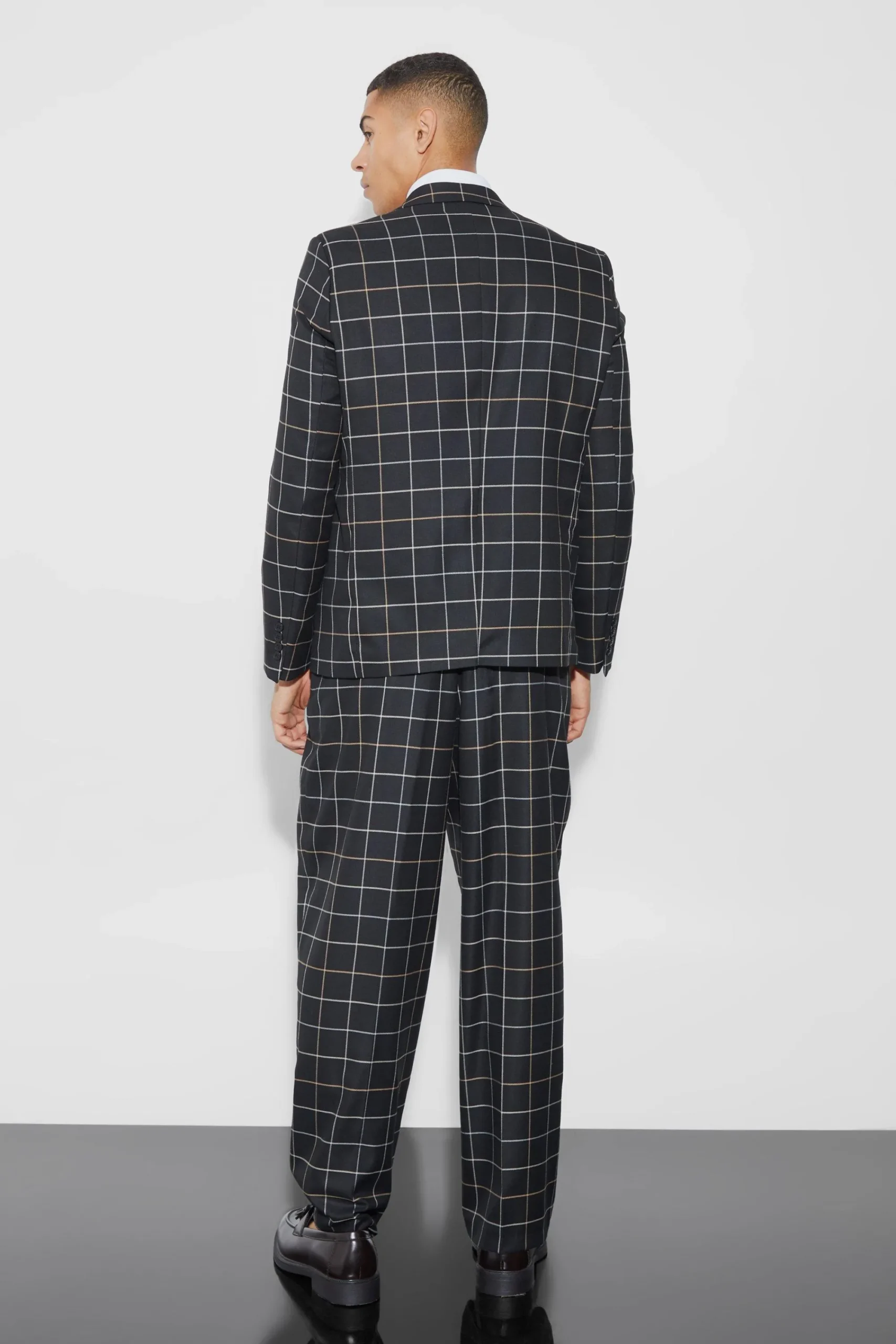 boohooMAN Relaxed Fit Windowpane Check Blazer | UK| Suits & Tailoring