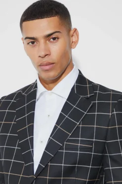 boohooMAN Relaxed Fit Windowpane Check Blazer | UK| Suits & Tailoring