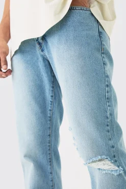boohooMAN Relaxed Flare Rigid Knee Rip Snow Wash Denim Jean | UK| Trousers|Jeans